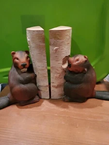 MONTANA WAX AND WOOD, Inc. Beaver Shaped Bookends? Decor Made in USA - Picture 1 of 4