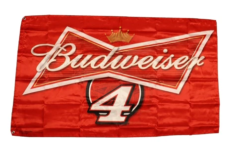 Budweiser Racing #4 Satin Double Sided Flag NIB Cover