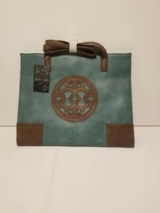 NEU Mimi & Jules Handtasche Tasche türkis mit braunem Medaillon Neu mit Etikett - Bild 1 von 5