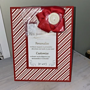 New In Box BEARINGTON COLLECTION “Fancy That Frame” 4x6 Photo Frame Red Stripes - Picture 1 of 9