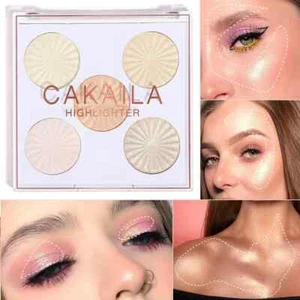 New 5 Color Baked Highlight Palette Shimmer Glitter Highlighting Contour Powder - Picture 1 of 9