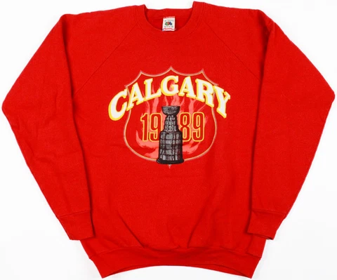 Calgary Flames Vintage 1989 Stanley Cup Champions Crewneck Sweatshirt Large Cover