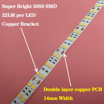 Ultra Bright 5M 5050 SMD LED Flexible Strip Light Ra80 600LEDs 22LM Double Row - Image 1 of 4