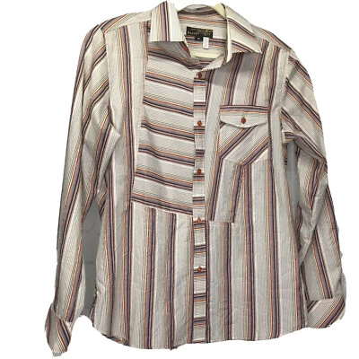 Smash Mens Size XL Long Sleeve Striped Collared Button Front Shirt Pocket - Image 1 of 4