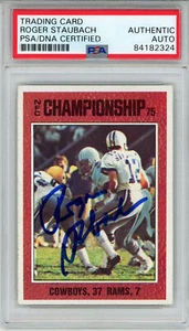 Roger Staubach Signed 1976 Topps #331 NFC Championship Card PSA Slab 43549 - Picture 1 of 2