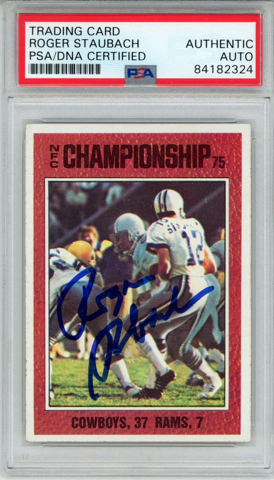 Roger Staubach Signed 1976 Topps #331 NFC Championship Card PSA Slab 43549 - Image 1 of 2
