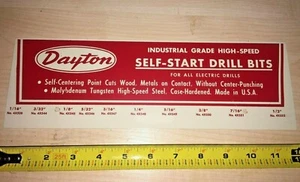 Vintage Dayton Bohrer Metall Produkt Display Schild 12" x 4" - Bild 1 von 3
