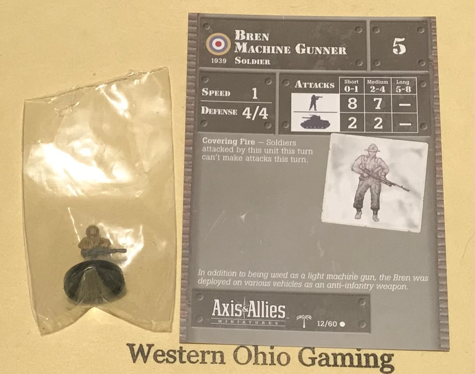 Axis & Allies Miniatures North Africa Bren Machine Gunner #12/60 NEW A&A Minis - Image 1 of 1