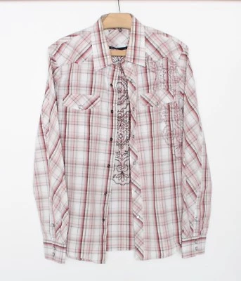 Camisa Occidental MARK ECKO Estampada a Cuadros Perla Botón a Presión Frontal Talla M Foto 1 de 3