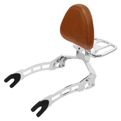 Chrome Sissy Bar Backrest Pad Luggage Rack Fit For Indian Scout Sixty 2015-2024 - Image 1 of 4