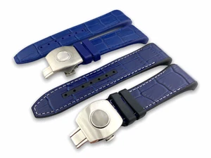 Correa de cuero de goma azul de 28 mm para relojes Franck Muller Vanguard V45 - Imagen 1 de 7
