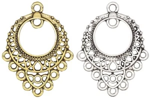 Drop, 10 Antiqued Silver OR Gold Pewter 26x23mm Chandelier Earring Connectors - Bild 1 von 4