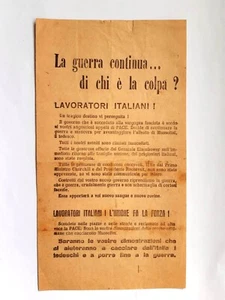Rsi -volantino "Trabajadores Italianos! La Guerra Continua…De Chi Y ' La Falla - Picture 1 of 2