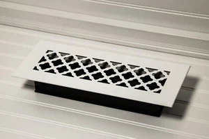 Floor Vent Cover 12 X 4 w/ Air-Volume Damper, White - SteelCrest BTU12X4SWHN - Picture 1 of 2