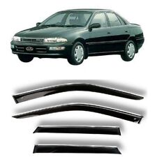 Window Visors Deflectors Black With Chrome Strip For Toyota Carina 1992-1996