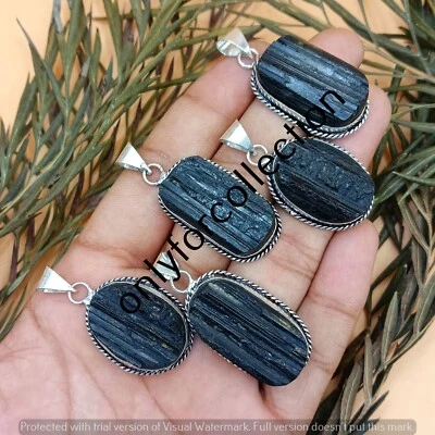WOw Colgante Hecho a Mano Turmalina Negra Druzy Piedras Preciosas Plata de Ley 925 Foto 1 de 4