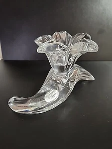 VTG Gorham Daffodil Candle Holder Lead Crystal Clear Art Glass 3.5"×5.75" READ - Picture 1 of 17