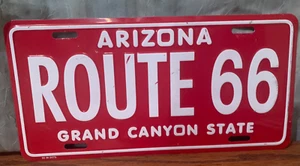 Route 66 Arizona Red Novelty Metal License Plate Grand Canyon State - Foto 1 di 2
