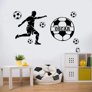 Pegatina de pared personalizada para niños/niñas jugador de fútbol decoración del hogar calcomanía de vinilo FB11 - Imagen 1 de 10