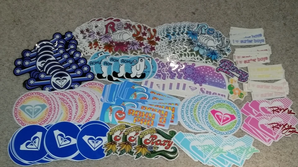 VTG 90's ROXY HAWAIIAN CALIFORNIA BEACH GIRL HEART SURF SKATEBOARD STICKER DECAL