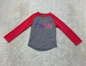 Under Armour Girls Size 5 Long Raglan Sleeve Round Neck Athletic Shirt Gray Pink - Picture 1 of 11