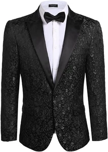 COOFANDY Men Floral Blazer Suit Jacket Dinner Party Prom Wedding Stylish Tuxedo - Picture 1 of 6