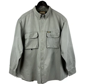 REMINGTON Button Down Shirt Mens Size 2XL Taupe Camo Trim VTG Cotton LS Hunter - Picture 1 of 22
