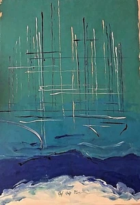 Pintura al óleo original firmada de Chris Cloud (barco de vela) artista de Texas - Imagen 1 de 5