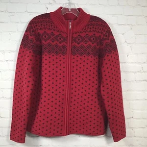 Cárdigan Suéter Mujer Vintage Lands End Rojo Negro Lana S 6 8 Grueso Cremallera Completa - Imagen 1 de 7