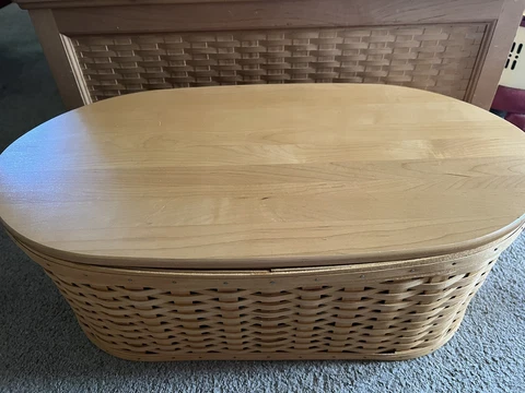 Longaberger Large Work Load Basket With Protector and Lid. Made In USA~RARE! Cover