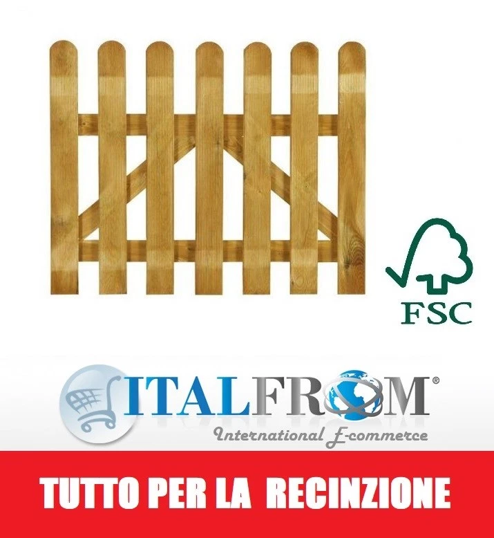 Cancelletto in Legno con Doghe di Pino per Steccato - L 100cm x H 100cm Italfrom - Immagine 1 di 2