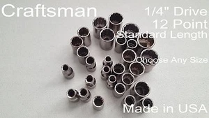 NEW Craftsman SAE 12pt STD Socket 1/4" Drive Made in USA Choose Any Size - Picture 1 of 3