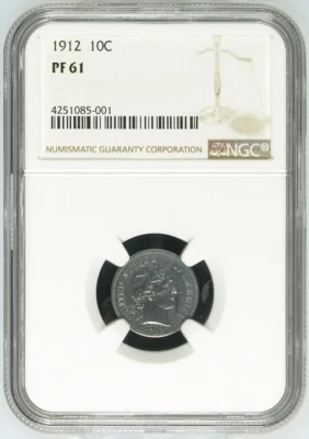 1912 NGC PR61 Mintage 700 -- PROOF Barber Dime Silver 10C - Image 1 of 4