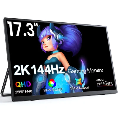 UPERFECT 2K 17.3" 144Hz Portable Gaming Monitor 100% sRGB QHD Second Screen For PC Game