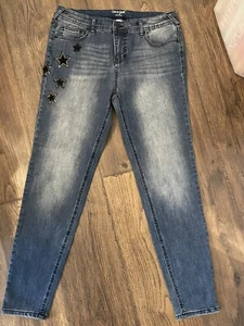 Cat & Jack girls distressed skinny jeans with stars size 16 skinny plus - Picture 1 of 4