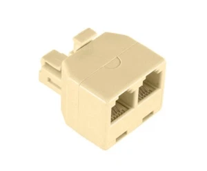 TELEFON SPLITTER 2 AUSGÄNGE RJ11 Splitter Stecker Buchse Telefon Fax Modem PC - Bild 1 von 1