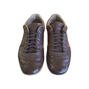 Mens Lacoste Misano 36 Trainers Brown Leather Size 9 Used Good Condition - Picture 1 of 11