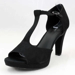 Plateau Pumps Gr. 41 schwarz T-Strap Samtoptik High Heels (#4018) - Bild 1 von 7