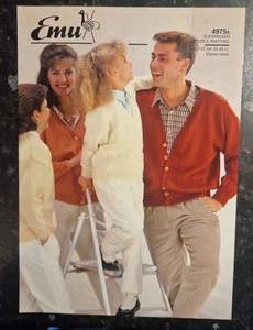 Vintage Knitting Patterns - Emu #4975A - Cardigan - Eleven Sizes - VGC - Picture 1 of 2