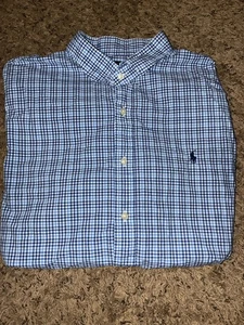 Camisa Polo Ralph Lauren Para Hombre XXL Cuadros Botón Manga Larga Algodón Elástico - Imagen 1 de 5