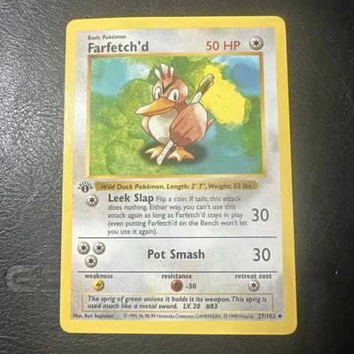 Farfetch’d 27/102 1st Edition Base Set WOTC Vintage Pokemon 1999 - Image 1 of 4