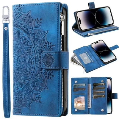 Leather Flip Wallet Phone Case Compatible with Samsung Galaxy S25 S24 S23 S22 - Image 1 of 4