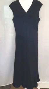 Elegant VTG  Bob Mackie Studio Formal Black Evening Dress Beaded Lined Size 12P - Picture 1 of 13