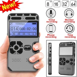 Grabadora de voz portátil recargable de 64 GB dictáfono LCD grabadora de sonido digital - Imagen 1 de 11