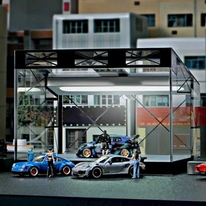Diorama 1/64 Diecast Car Garage Model LED Showroom Street Building Display Model - Picture 1 of 15