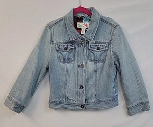 HOLLISTER CO Denim Jacket Girls Juniors Medium distressed Floral lined 15"×18" - Picture 1 of 13