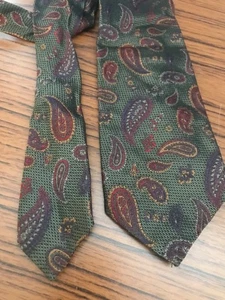 Alpi vintage green paisley tie textured silk - Picture 1 of 3