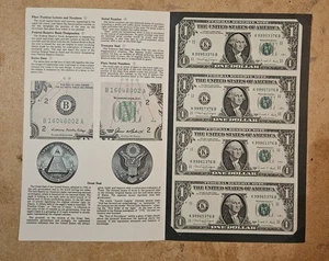 Series 1988 A / Uncut Sheet of Four (4) $1 One Dollar Bills / Uncirculated - Picture 1 of 6