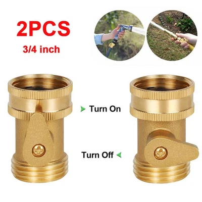 2件装3/4英寸黄铜花园软管关闭阀重型水管龙头连接器 — 第 1/4 张图片