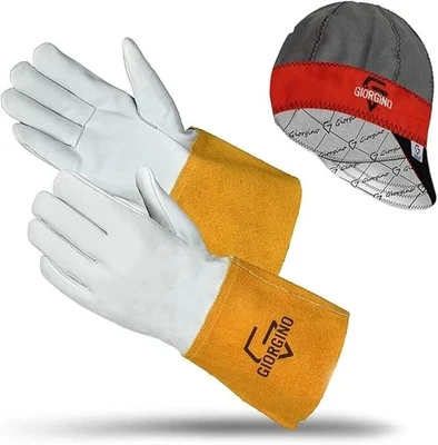 Premium TIG Welding Gloves with FREE Assorted Welding Cap Top Grain Goatskin - Image 1 of 4